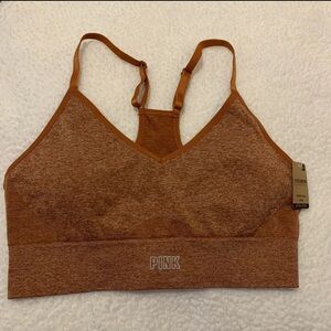 NWT Victoria’s Secret PINK Active Sports Bra Seamless Racerback Orange Size M